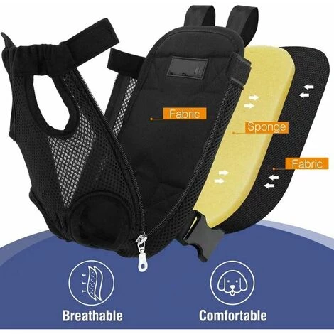 WIAN Sac De Voyage Poitrine Abdominale Sac à Dos Adapté Aux Petits Chiens, Chiens, Chats, Voyage, Randonnée, Camping, Etc. Noir 2 WIAN Sac De Voyage Poitrine Abdominale Sac à Dos Adapté Aux Petits Chiens, Chiens, Chats, Voyage, Randonnée, Camping, Etc. Noir – Image 2