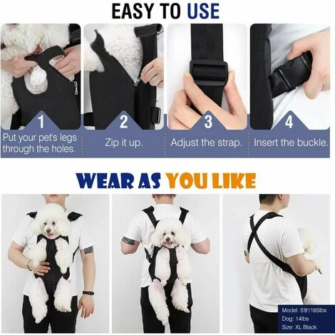 WIAN Sac De Voyage Poitrine Abdominale Sac à Dos Adapté Aux Petits Chiens, Chiens, Chats, Voyage, Randonnée, Camping, Etc. Noir 3 WIAN Sac De Voyage Poitrine Abdominale Sac à Dos Adapté Aux Petits Chiens, Chiens, Chats, Voyage, Randonnée, Camping, Etc. Noir – Image 3