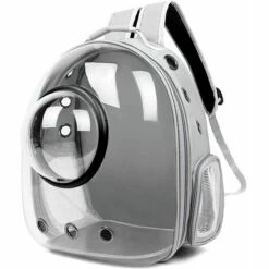 WIAN Sac à Dos Pour Chat, Sac à Dos Pour Chat En Plein Air, Sac à Dos Transparent Pour Chien, Sac à Dos Ventilé Pour Animal De Compagnie Space Capsule (gris, Couverture Transparente)