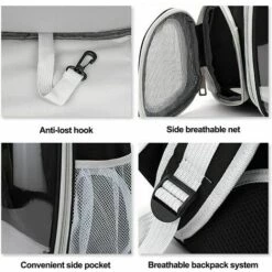 WIAN Sac à Dos Pour Chat, Sac à Dos Pour Chat En Plein Air, Sac à Dos Transparent Pour Chien, Sac à Dos Ventilé Pour Animal De Compagnie Space Capsule (gris, Couverture Transparente) -Cage, caisse et transport pour chien Soldes 66357350 4