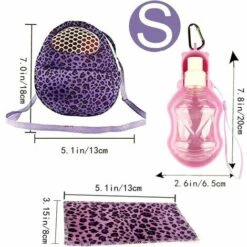 WIAN Sac De Transport Pour Animal Domestique - Bretelles Réglables Avec Gamelle Pour Petit Animal - Mangeoire Pour Lapin - Sac De Voyage Respirant - Taille S : 18 X 13 Cm - Imprimé Léopard Violet -Cage, caisse et transport pour chien Soldes 66357484 3