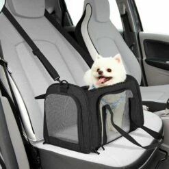 WIAN Chat Et Chien Transporteur, Respirant Pliable Chat Transporteur Caisse Chat Transporteur Amovible En Peluche Matelas - Noir -Cage, caisse et transport pour chien Soldes 66357501 5