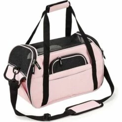 Cisea Sac De Transport Pour Chien Chat Sac à Bandoulière Respirant Pour Petit Animal De Compagnie Doux Léger Confortable (rose, L-48x25x33cm)