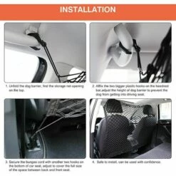 Couche Double Filet Coffre Voiture, Animaux Portable Filet Voiture Pour Chien, Universelle Pour Voiture Séparation Pour Chien Chat Fil Noir 90*40cm,Adélala -Cage, caisse et transport pour chien Soldes 66382744 4