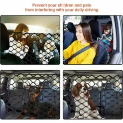 Couche Double Filet Coffre Voiture, Animaux Portable Filet Voiture Pour Chien, Universelle Pour Voiture Séparation Pour Chien Chat Fil Noir 90*40cm,Adélala -Cage, caisse et transport pour chien Soldes 66382744 5