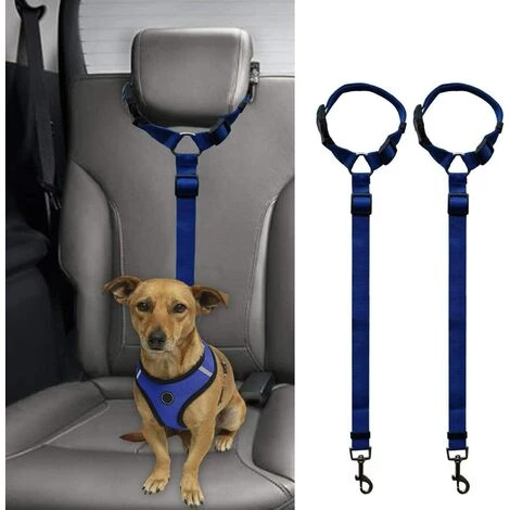 PESCE 2 Packs Chien Chat Sangle De Sécurité Appui-tête De Voiture Retenue Réglable En Nylon Tissu Support De Chien Ceintures De Sécurité De Véhicule Harnais Bleu 1 PESCE 2 Packs Chien Chat Sangle De Sécurité Appui-tête De Voiture Retenue Réglable En Nylon Tissu Support De Chien Ceintures De Sécurité De Véhicule Harnais Bleu