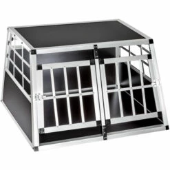 TECTAKE Caisse De Transport Chien En Aluminium 89 Cm X 69 Cm X 50 Cm Noir - Noir