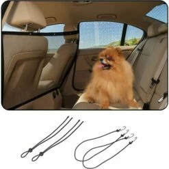 FLETéçA Filet De Sécurité Pour Voiture Pour Animaux De Compagnie, Filet De Barrière Pour Siège Arrière Pour Chien Durable Avec Crochets Et Sangles Pour Chiens (115 X 62 Cm)
