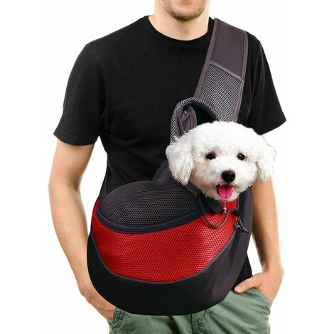 KAEJYIUT Sling Chien, Chat Animal De Compagnie Sac De Transport Pour Chien Sac De Transport Réglable épaule Sac De Transport En Filet Respirant - Convient Aux Chiots De Moins De 5 Kg, 37 X 29 X 25 Cm (L, Rouge) 2 KAEJYIUT Sling Chien, Chat Animal De Compagnie Sac De Transport Pour Chien Sac De Transport Réglable épaule Sac De Transport En Filet Respirant - Convient Aux Chiots De Moins De 5 Kg, 37 X 29 X 25 Cm (L, Rouge) – Image 2