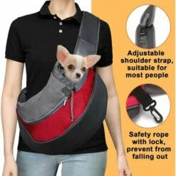 KAEJYIUT Sling Chien, Chat Animal De Compagnie Sac De Transport Pour Chien Sac De Transport Réglable épaule Sac De Transport En Filet Respirant - Convient Aux Chiots De Moins De 5 Kg, 37 X 29 X 25 Cm (L, Rouge) 7 KAEJYIUT Sling Chien, Chat Animal De Compagnie Sac De Transport Pour Chien Sac De Transport Réglable épaule Sac De Transport En Filet Respirant - Convient Aux Chiots De Moins De 5 Kg, 37 X 29 X 25 Cm (L, Rouge) -Cage, caisse et transport pour chien Soldes 66997072 3