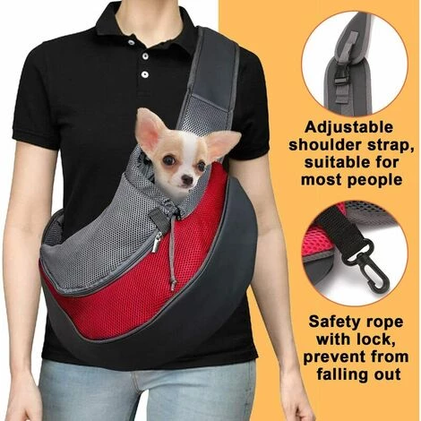 KAEJYIUT Sling Chien, Chat Animal De Compagnie Sac De Transport Pour Chien Sac De Transport Réglable épaule Sac De Transport En Filet Respirant - Convient Aux Chiots De Moins De 5 Kg, 37 X 29 X 25 Cm (L, Rouge) 3 KAEJYIUT Sling Chien, Chat Animal De Compagnie Sac De Transport Pour Chien Sac De Transport Réglable épaule Sac De Transport En Filet Respirant - Convient Aux Chiots De Moins De 5 Kg, 37 X 29 X 25 Cm (L, Rouge) – Image 3