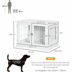 PawHut Cage Pour Chien Animaux Table D'appoint 2 En 1 - 2 Portes Verrouillables - Dim. 76L X 54,5l X 56H Cm - MDF Acier Blanc - Blanc 7 PawHut Cage Pour Chien Animaux Table D'appoint 2 En 1 - 2 Portes Verrouillables - Dim. 76L X 54,5l X 56H Cm - MDF Acier Blanc - Blanc -Cage, caisse et transport pour chien Soldes 67360747 3