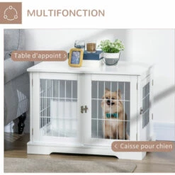 PawHut Cage Pour Chien Animaux Table D'appoint 2 En 1 - 2 Portes Verrouillables - Dim. 76L X 54,5l X 56H Cm - MDF Acier Blanc - Blanc 8 PawHut Cage Pour Chien Animaux Table D'appoint 2 En 1 - 2 Portes Verrouillables - Dim. 76L X 54,5l X 56H Cm - MDF Acier Blanc - Blanc -Cage, caisse et transport pour chien Soldes 67360747 4