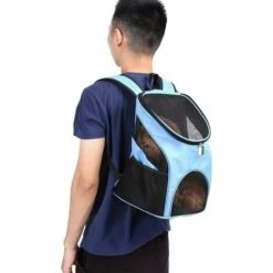 QERSTA Sac A Dos De Transport Pour Chien Chat, Mains Libres Ventilation Réglable Sac à Double Bandoulière Pour Porter Chien Chat Chinot Chaton Lapin Marcher Randonnée Voyager(Bleu Clair) -Cage, caisse et transport pour chien Soldes 67545711 3