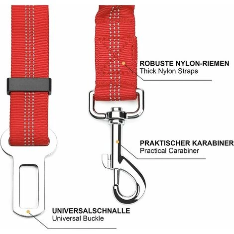 ECHOO Lot De 2 Voiture Ceinture De Securite Pour Chien, Avec Absorption Des Chocs Et Mousqueton Elastique Reglable Pour Chien Harnais De Securite Superieure Pour Tous Les Chiens Et Chats (Rouge) 2 ECHOO Lot De 2 Voiture Ceinture De Securite Pour Chien, Avec Absorption Des Chocs Et Mousqueton Elastique Reglable Pour Chien Harnais De Securite Superieure Pour Tous Les Chiens Et Chats (Rouge) – Image 2