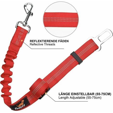 ECHOO Lot De 2 Voiture Ceinture De Securite Pour Chien, Avec Absorption Des Chocs Et Mousqueton Elastique Reglable Pour Chien Harnais De Securite Superieure Pour Tous Les Chiens Et Chats (Rouge) 3 ECHOO Lot De 2 Voiture Ceinture De Securite Pour Chien, Avec Absorption Des Chocs Et Mousqueton Elastique Reglable Pour Chien Harnais De Securite Superieure Pour Tous Les Chiens Et Chats (Rouge) – Image 3