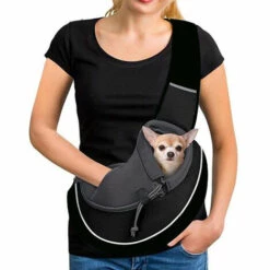 ELLE Sac Messager Pour Animal De Compagnie, Sac à Bandoulière En Filet Respirant Pour Petits Animaux De Compagnie, Sac De Mains Libres Pour Chat Et Chien Pour Voyager,S,noir