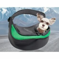 ELLE Sac Messager Pour Animal De Compagnie, Sac à Bandoulière En Filet Respirant Pour Petits Animaux De Compagnie, Sac De Mains Libres Pour Chat Et Chien Pour Voyager,vert,L -Cage, caisse et transport pour chien Soldes 68318659 3
