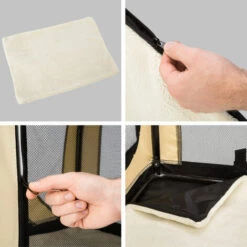 TECTAKE Caisse De Transport Pour Chien Taille S - 49,5 Cm X 35,5 Cm X 35,5 Cm En Tissu Avec Tapis De Sol - Beige -Cage, caisse et transport pour chien Soldes 7513900 4