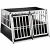 TECTAKE Cage De Transport Pour Chien Double En Aluminium 104 Cm X 90,5 Cm X 69 Cm Noir - Noir