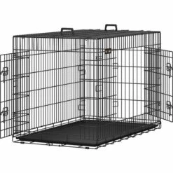 FEANDREA Cage Pour Chiens, 2 Portes, 122cm X 74,5cm X 80,5 Cm, Noir, Par SONGMICS PPD48H