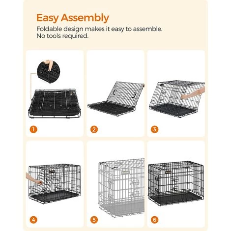 FEANDREA Cage Pour Chiens, 2 Portes, 122cm X 74,5cm X 80,5 Cm, Noir, Par SONGMICS PPD48H 3 FEANDREA Cage Pour Chiens, 2 Portes, 122cm X 74,5cm X 80,5 Cm, Noir, Par SONGMICS PPD48H – Image 3