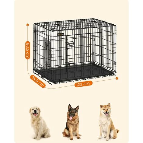 FEANDREA Cage Pour Chiens, 2 Portes, 122cm X 74,5cm X 80,5 Cm, Noir, Par SONGMICS PPD48H 5 FEANDREA Cage Pour Chiens, 2 Portes, 122cm X 74,5cm X 80,5 Cm, Noir, Par SONGMICS PPD48H – Image 5