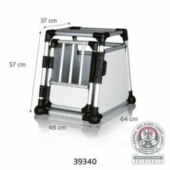 TRIXIE Box De Transport, En Aluminium, L-XL: 94 × 75 × 88 Cm, Gris Clair/argent